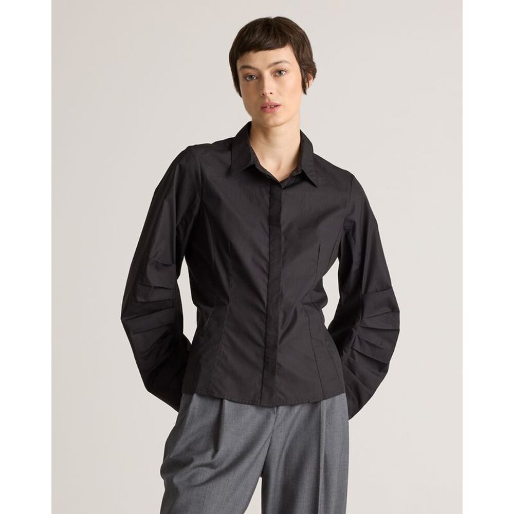Quince Black Button-Front Long Sleeve Shirt